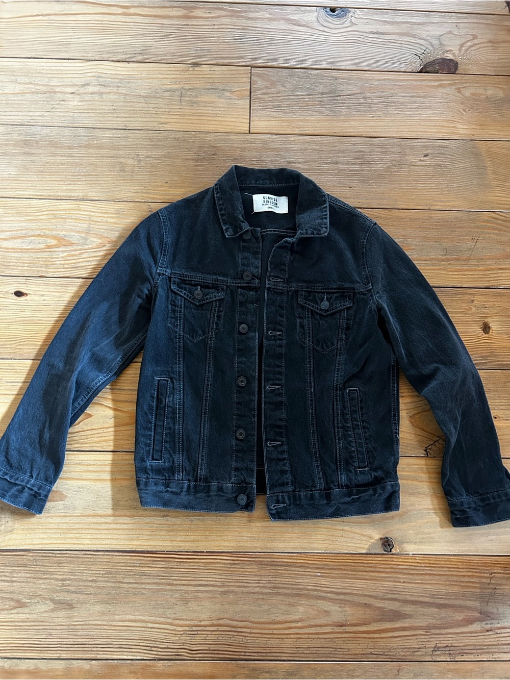 Sunrise Kingdom Black Denim Jacket | 90s Grunge Alt Y2K Rocker | Size Small